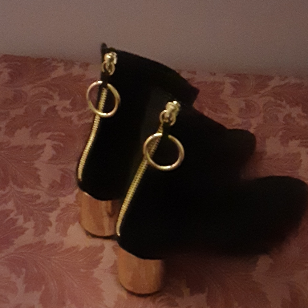 Black Suede Zara Basic Collection Ankle Boots - image 5